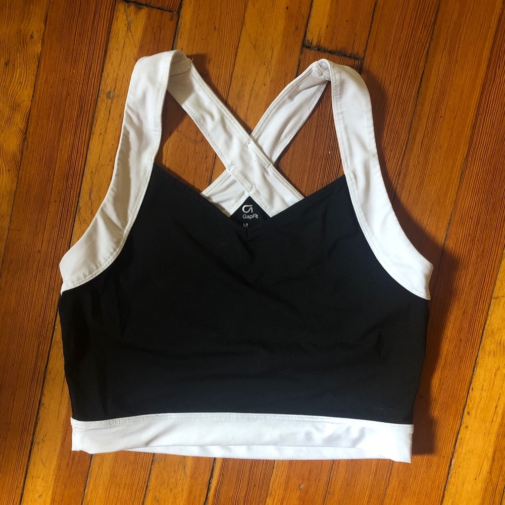 Gap Black & White Crop Active Tank Top